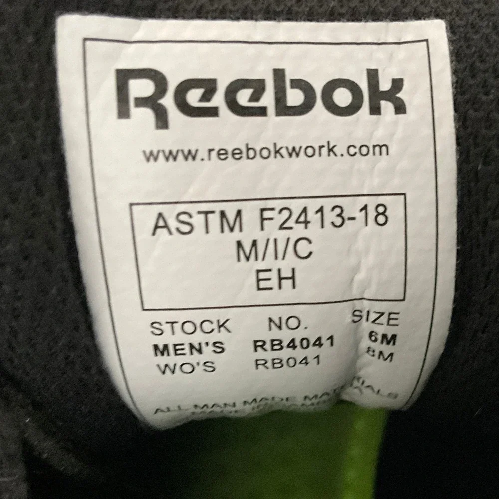 Reebok Work Sublite Cushion RB4041 Mens 6 Black Alloy Toe Safety Shoes EH